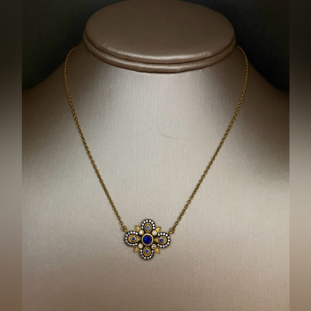 Freida Rothman gold & sapphire crystal necklace